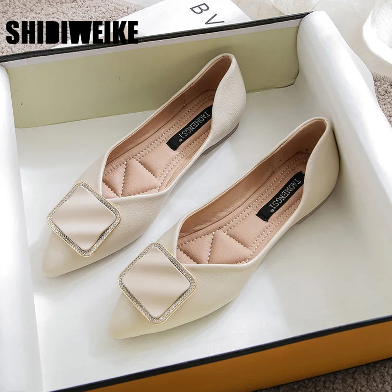 

Новые модные с волнообразным краем; Zapatos De Mujer женские милые удобные туфли без шнуровки обувь на плоской подошке женская с острым носком; Мяг...