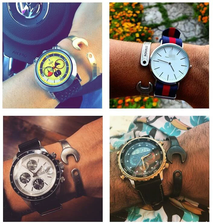 Ретро Винтажные Ностальгические Браслеты-застежки с интаглио из титановой стали машинного серебра "C"