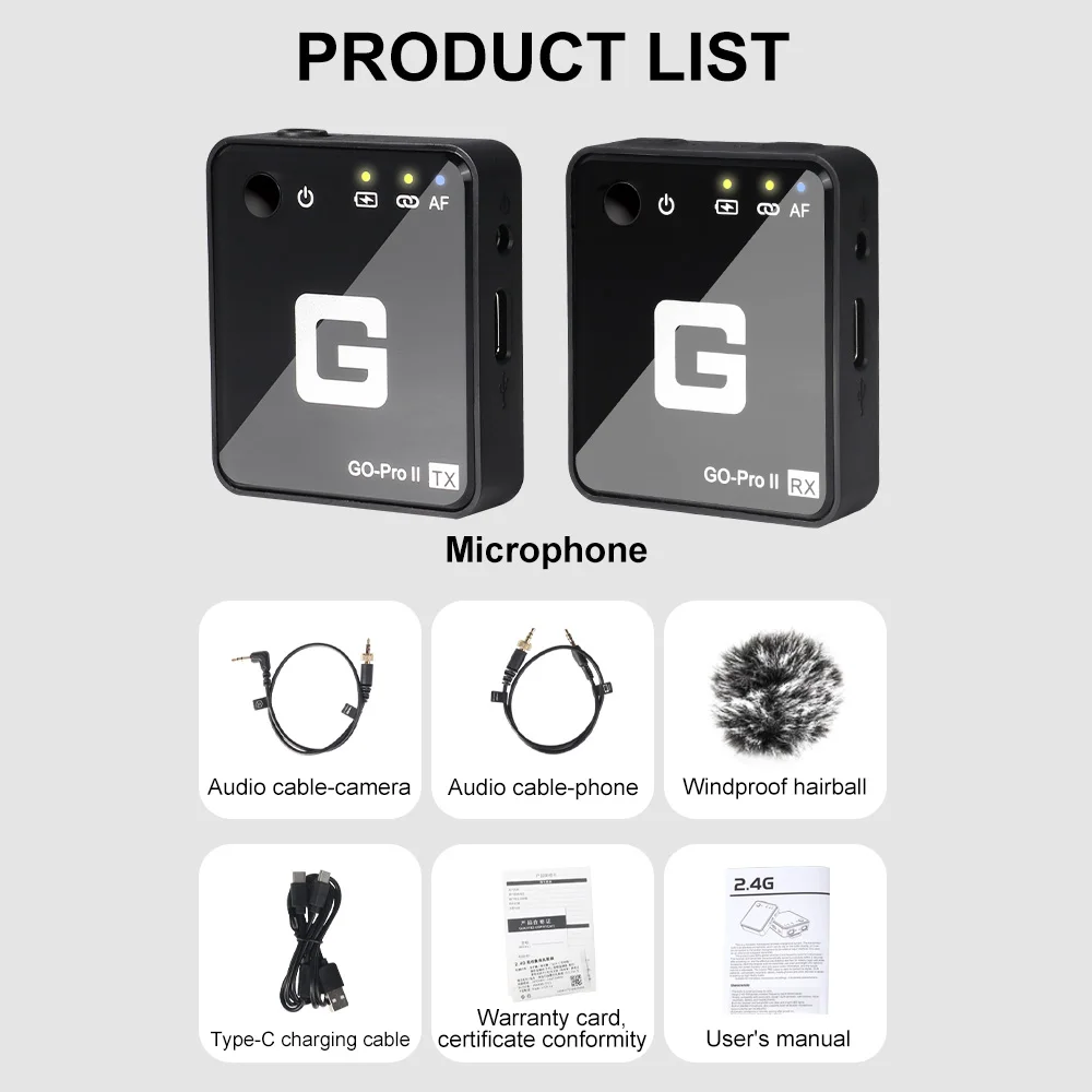 G MARK GO PRO II беспроводной петличный микрофон для камеры интервью ASMR DSLR телефона