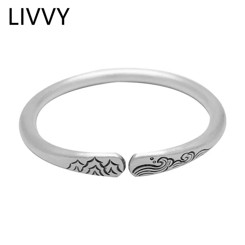 

LIVVY Silver Color Vows Of Eternal Love Couples Bracelet Punk Fashion Men And Women Adjustable Bangles Jewelry Gift Accessories