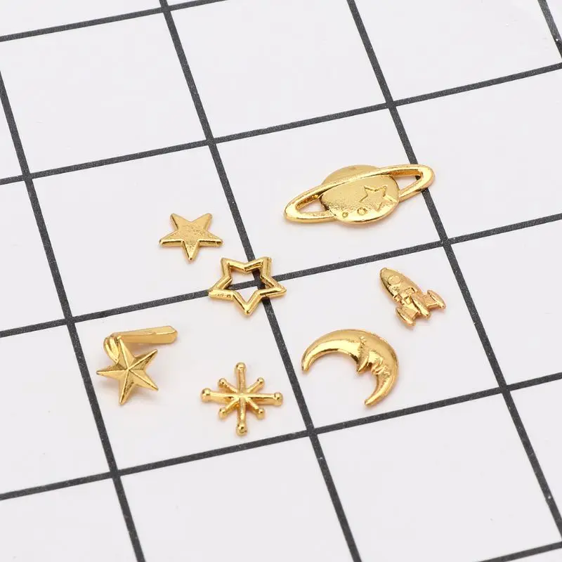 

69HB 7Pcs Starry Sky Universe Epoxy Resin Fillers Open Bezel Charm Jewelry Making