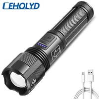 ceholyd led xhp70 2 flashlight high quality tactical power by 18650 aaa battery usb rechargeable torch zoomable lantern