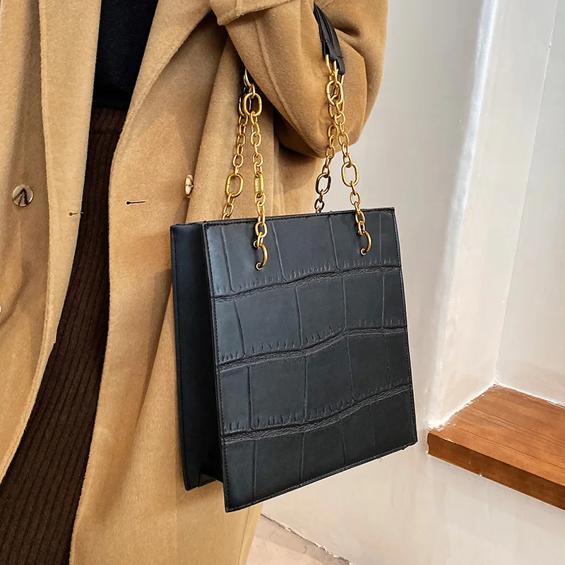 

Stone Pattern Womens Shoulder Bag 2020 Women's Chain PU Leather Handbags and Purses Luxury Hand Bags Women Branded Trending