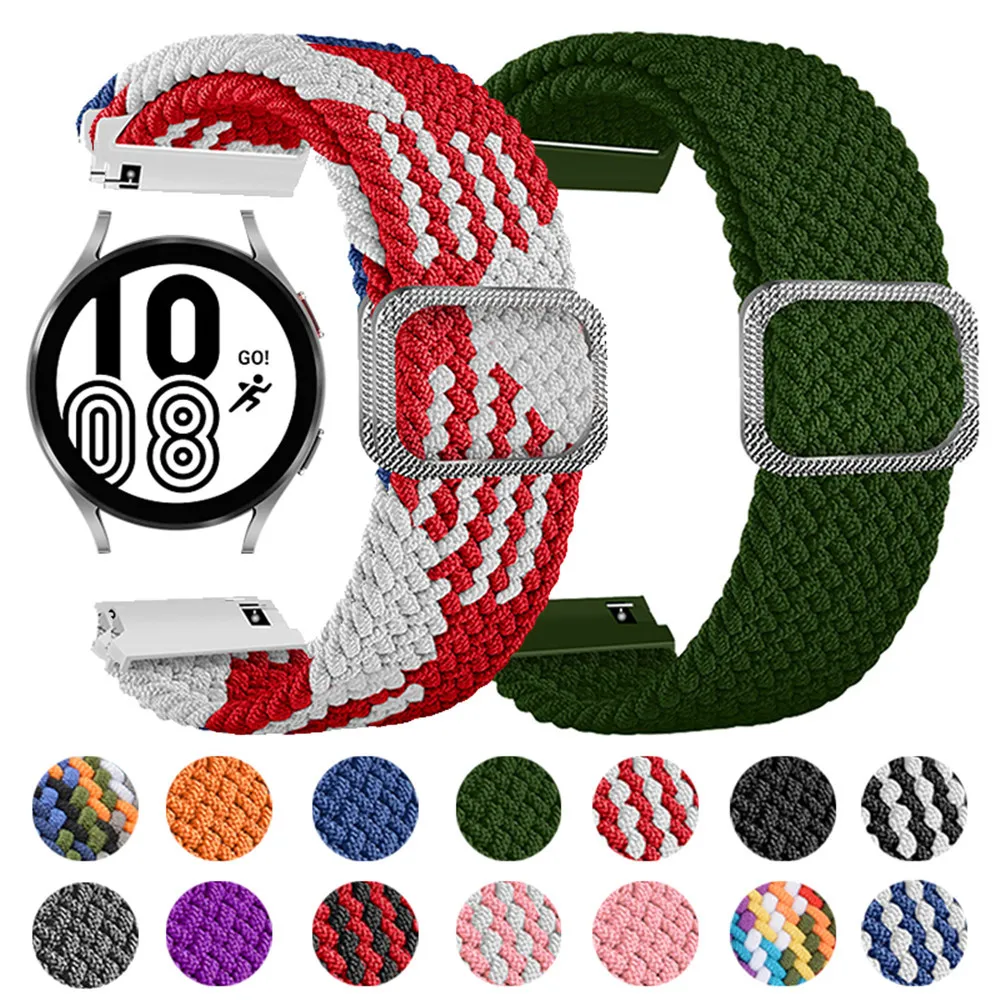 

Ремешок нейлоновый для наручных часов, эластичный регулируемый браслет для Samsung Galaxy Watch 4 Classic Band 46 мм 42 мм 44 мм 40 мм Active 2, 20 мм 22 мм