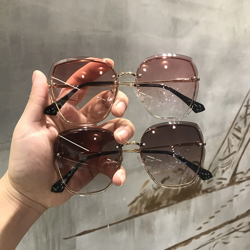 Женские очки без оправы Vazrobe градиентные солнцезащитные модные для женщин