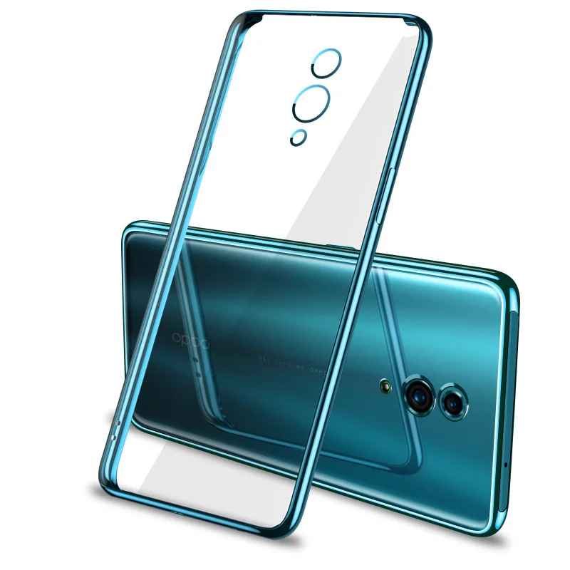 Green Роскошный прочный прозрачный ТПУ чехол с покрытием для Oppo Reno 10x Zoom, мягкая силиконовая защитная задняя крышка для Reno 6,4'' - Цвет: Green