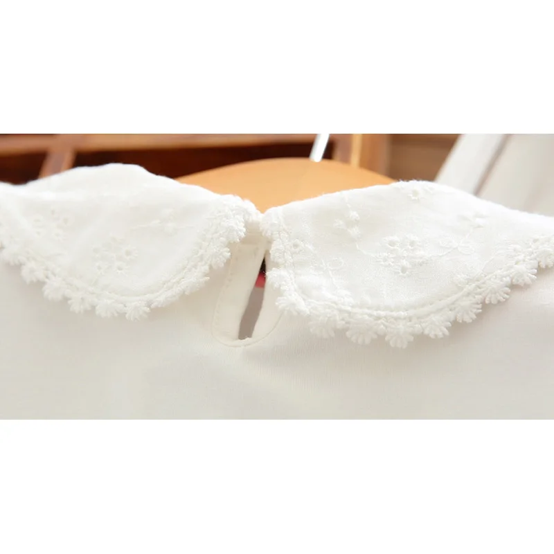 

Baby Girls White Blouses Cotton Lace Shirt Autumn Winter Fashion Long Sleeve Turn-down Collar Toddler Tops Kids Clothes