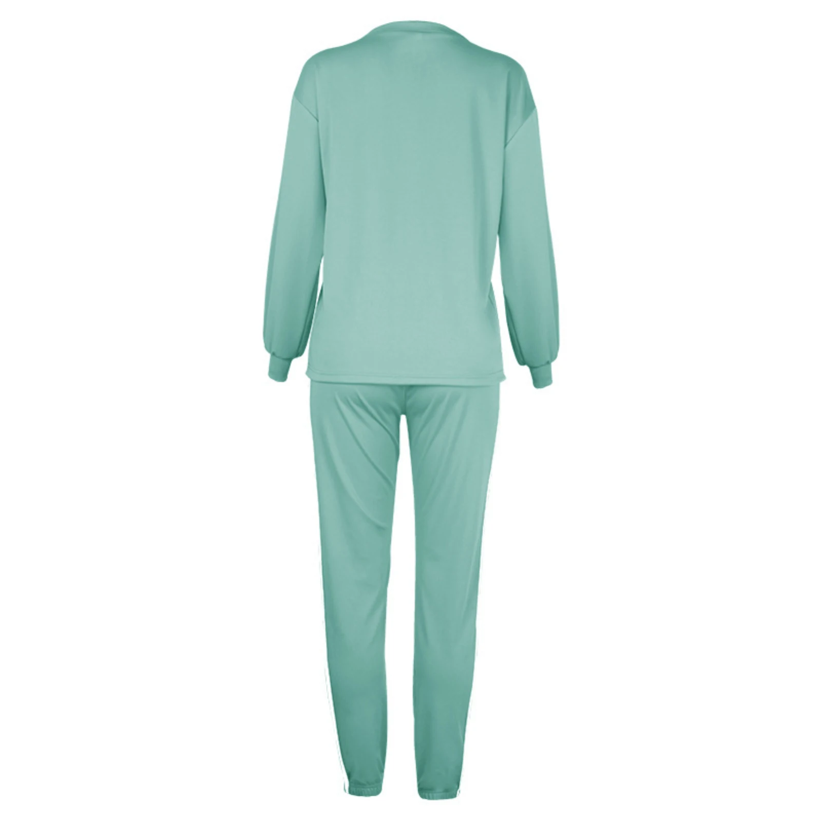 

Fashion Women Autumn Blouse And Pants 2 Pieces Set Blouse O Neck Long Sleeve Stripe Loose Drawstring Pants Tracksuit Girls Oufit