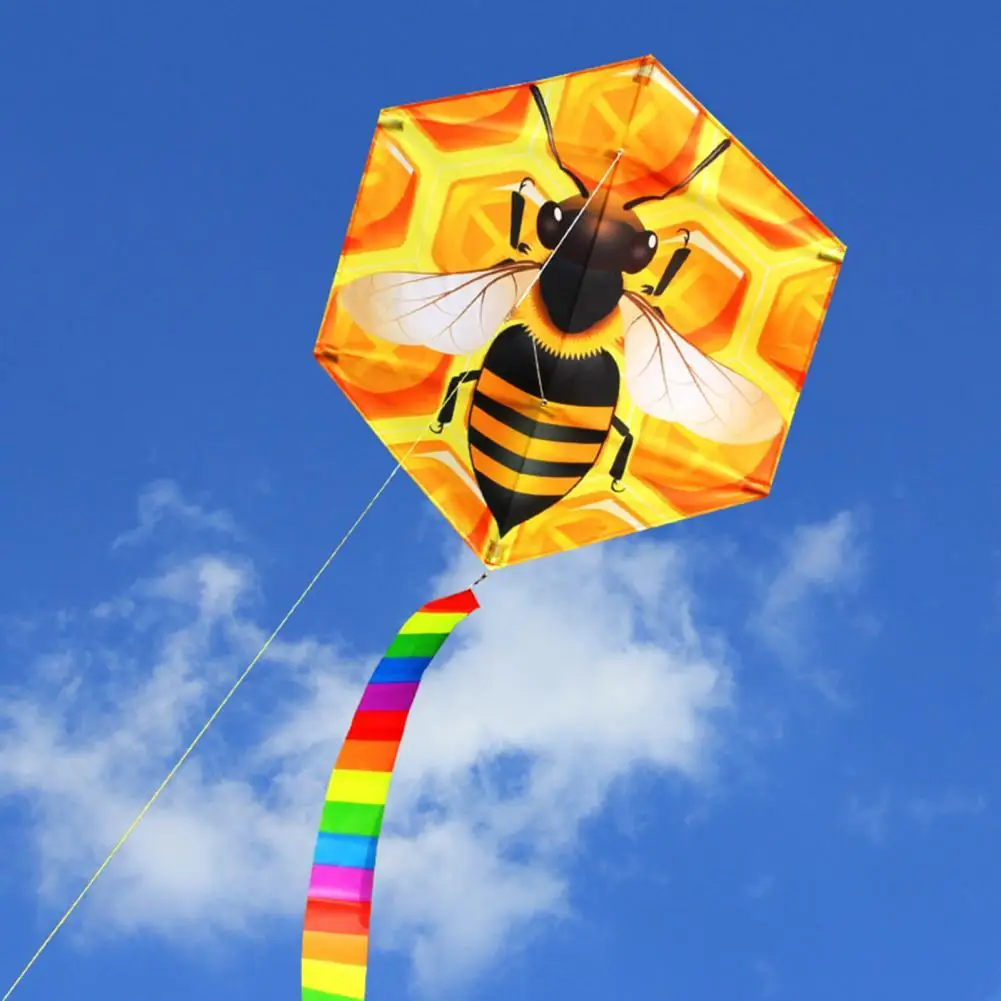 

Воздушный змей в мультяшном стиле, Цветной открытый кайт с рисунком в виде сот, желтый шестигранный Летающий змей для газона