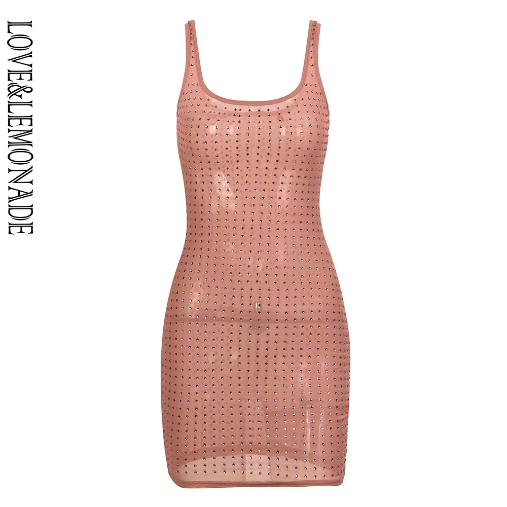Любовь и лимонада сексуальное платье с круглым вырезом без рукавов Сетка Стразы