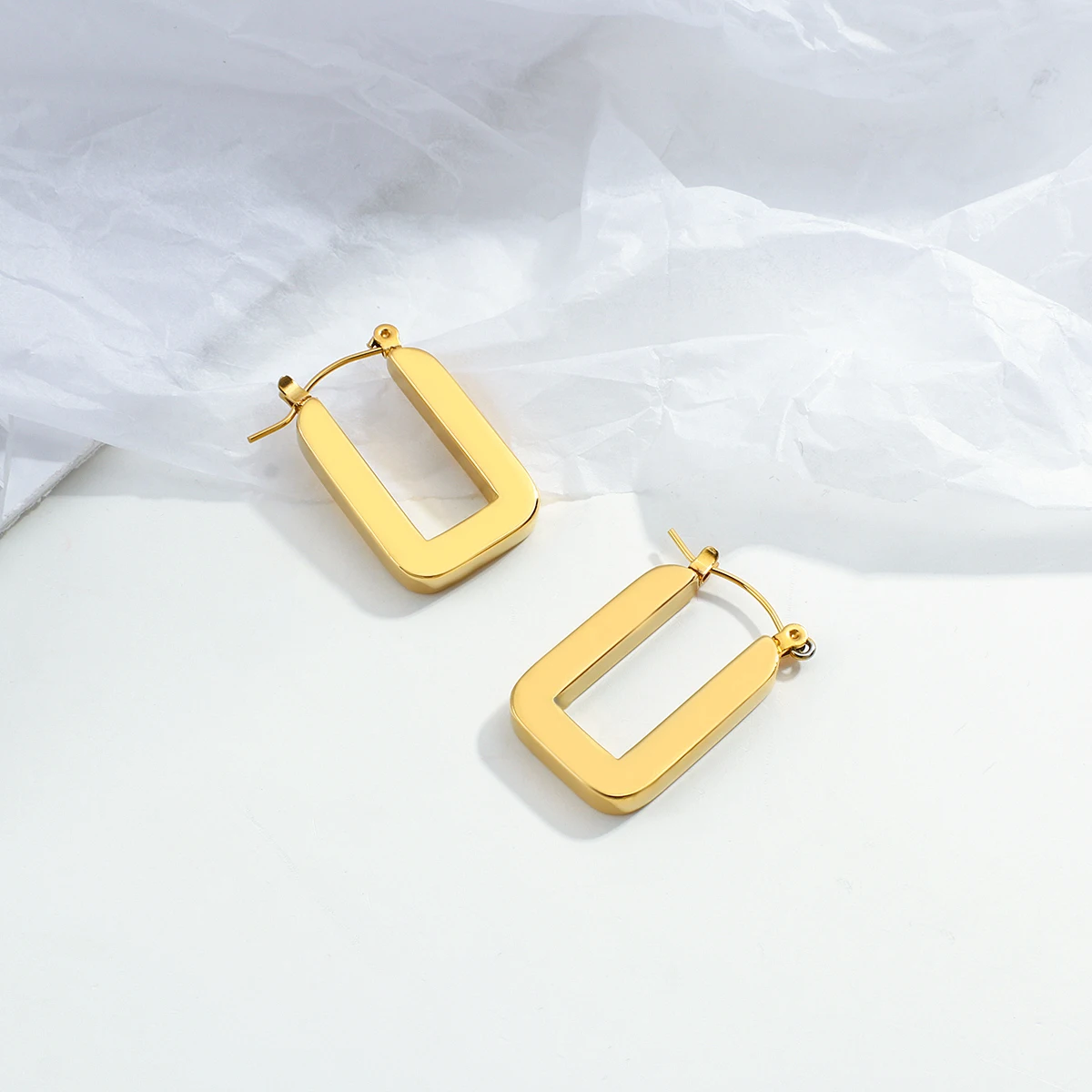 

AMORCOME 2021 New Punk U Shape Geometric Hoop Earrings Gold Color Stainless Steel Earrings For Women Girls Party Jewelry Gifts