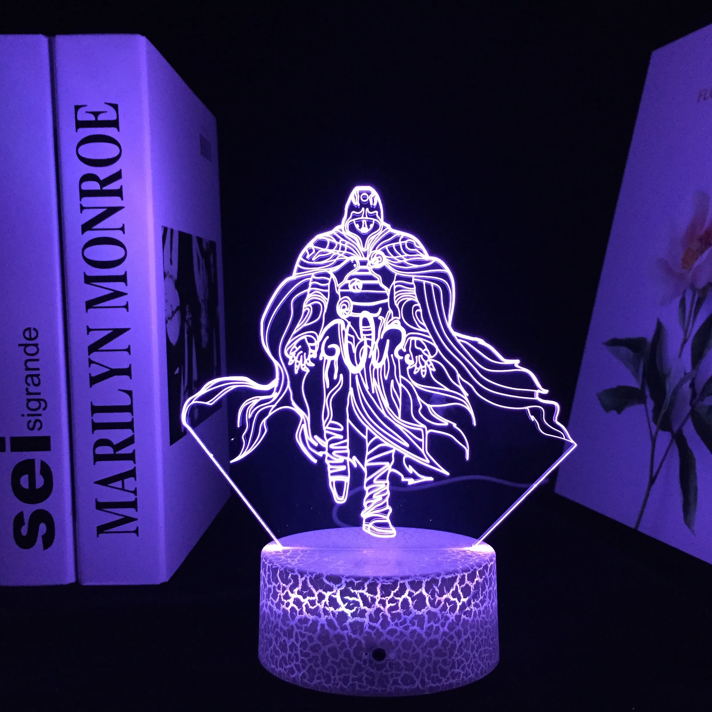 

3D лампа Warrior in Wloak, аниме фигурка, белая треснувшая основа, акриловая световая направляющая, пластина для детей, пары, фестивалей, подарки на д...