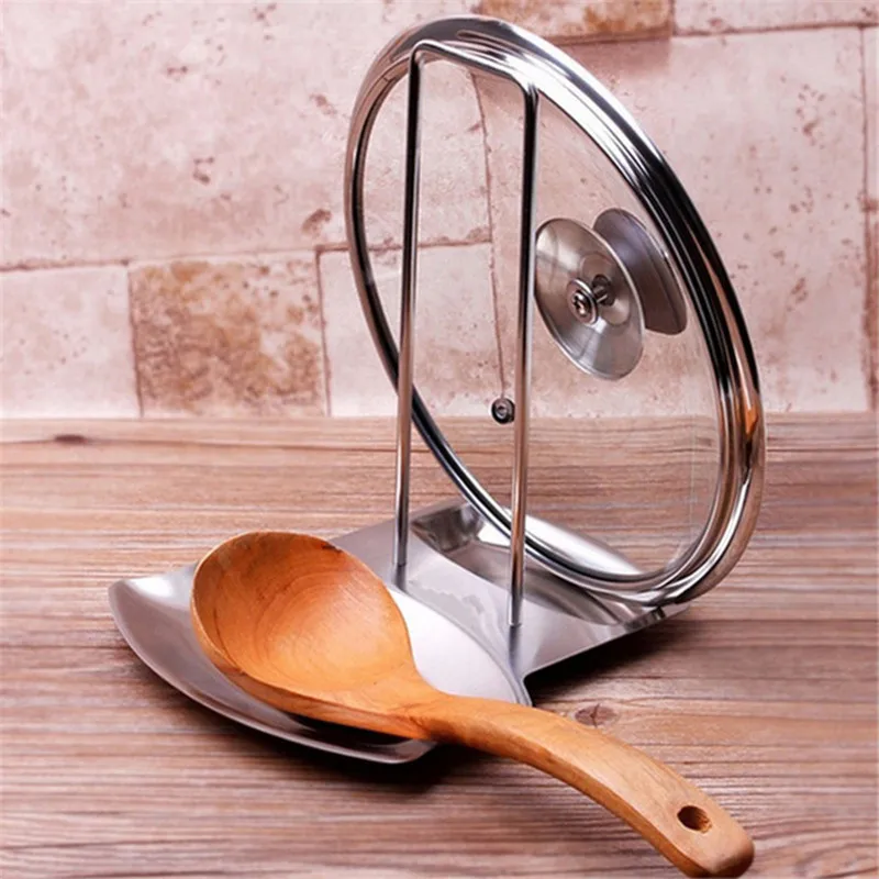 

Stainless Steel Pan Pot Rack Cover Lid Rest Stand Spoon Holder Home Applicance The Goods For Kitchen Accessories