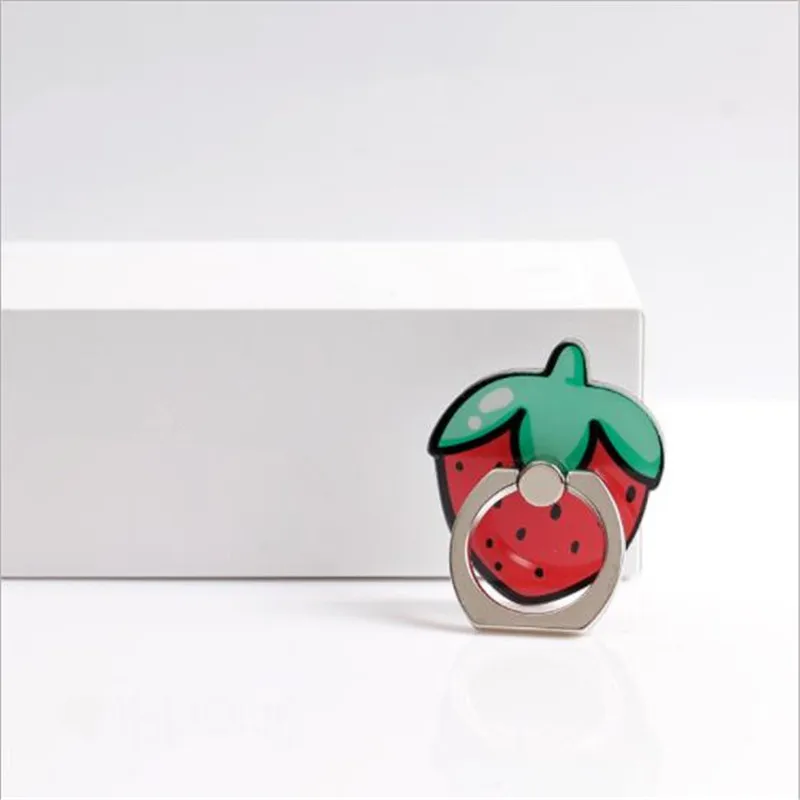 Strawberry Мобильный телефон кронштейн мультфильм кольцо с фруктами Пряжка Кронштейн 360 градусов вращающийся ленивый кронштейн для столешницы палец держатель телефона кольцо держатель - Цвет: Strawberry