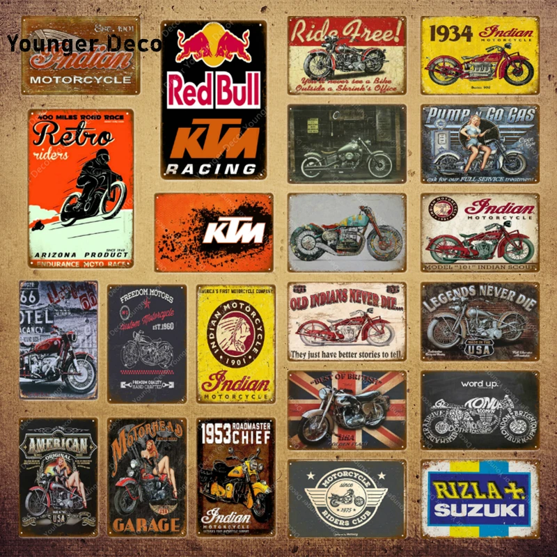 

Retro Riders Road Race Motor Car Metal Signs American Motorcycle Poster Garage Metal Sticker Pub Bar Home Wall Decor YI-082
