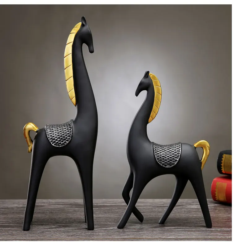 2 шт. парные лошади ремесло Скандинавское украшение домашние статуи из смолы