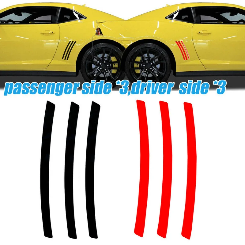 

6pcs Side Racing Stripe Car Stickers Styling Vent Stripe Panel Insert Sticker Decals Both Side Exterior Parts Car Accessories
