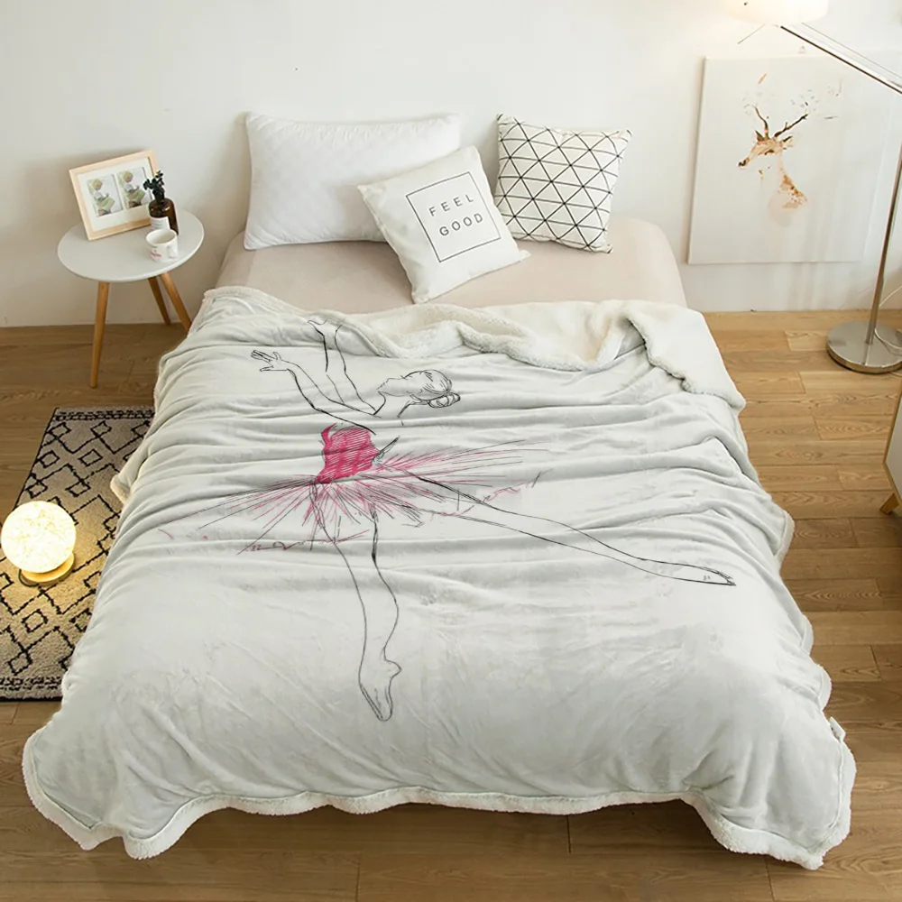 Hand Drawn Sketch Ballet Girl Print Plush Throw Blanket Sherpa Fleece Bedspread Bedding Picnic Wool Soft Blankets | Дом и сад