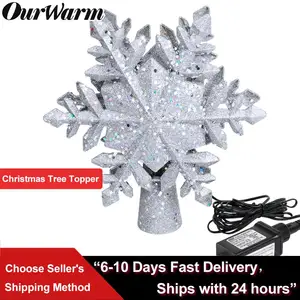 Топпер для новогодней елки с подсветкой, вращающийся 3D-рисунок снежинок, светящиеся рождественские украшения