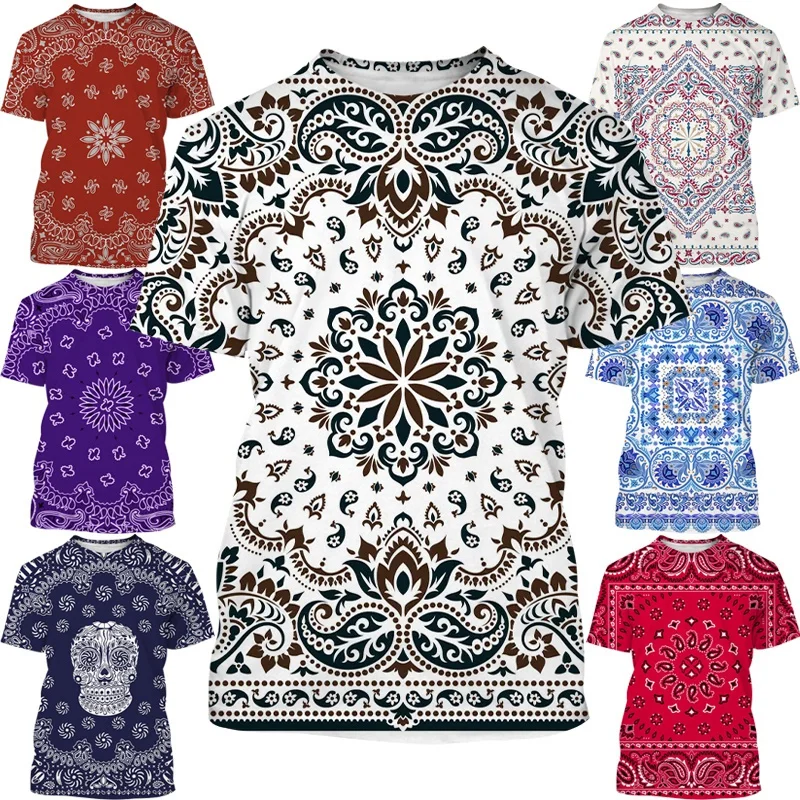 Newest Bandana Pattern Men Women 3D Printing Style T-Shirt Sweatshirts Novelty Casual Unisex Short sleeve Tops