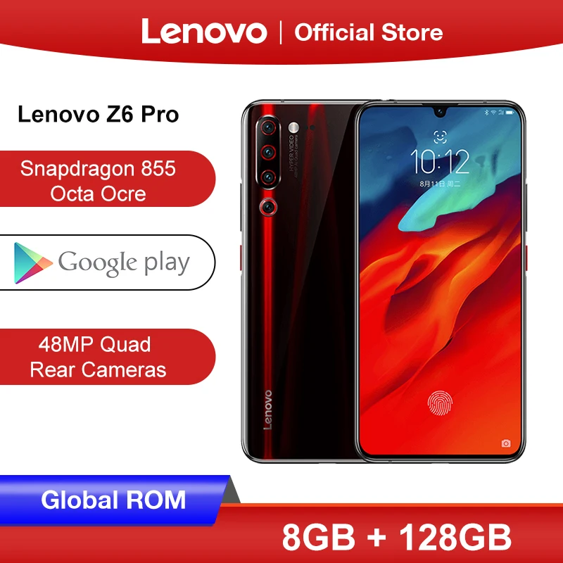 Lenovo Z6 Pro смартфон с восьмиядерным процессором Snapdragon 855 ОЗУ 8 Гб ПЗУ 128 ГБ 6 39 дюймов