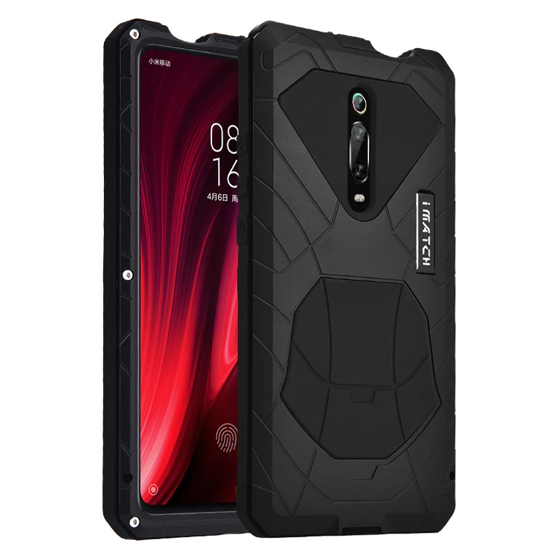 Черный IMATCH Повседневный водонепроницаемый чехол для Xiao mi Red mi K20 Pro mi 9T Pro Роскошный Металлический силиконовый чехол Coque Полные Защитные чехлы для телефонов - Цвет: Черный