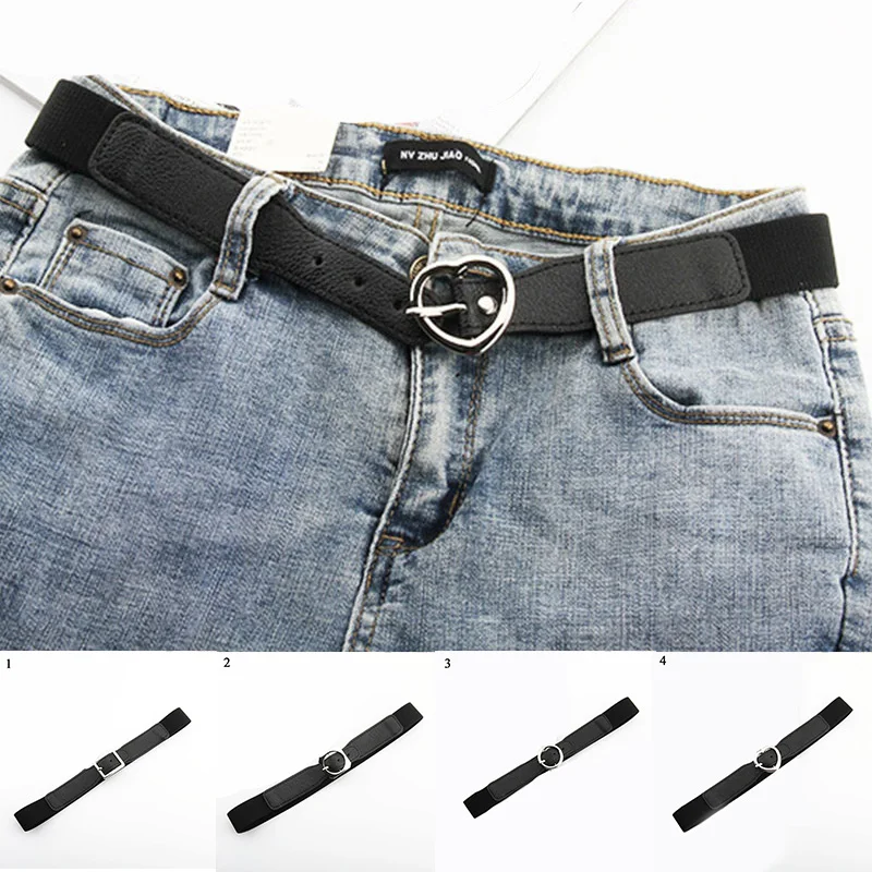 

Faux Leather Elastic Women Waistand Jeans Dress Belt Metal Pin Buckle Women Waistband 3CM Wide Braided Belt Black Belts Hot Sale