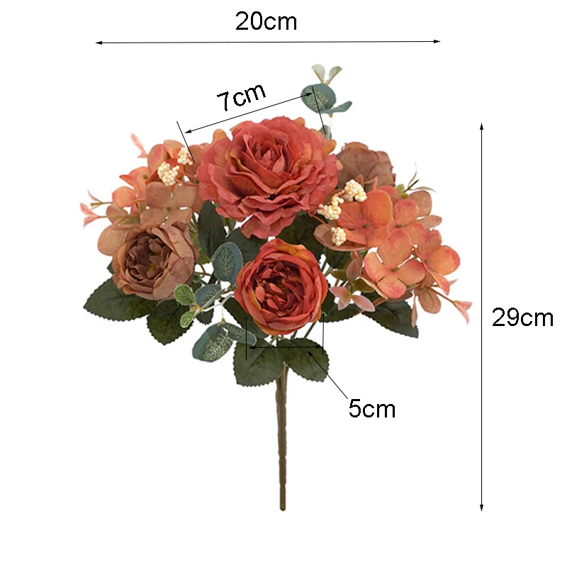 

1 Bouquet Rose Artificial Flowers for Home Beautiful Hydrangea Flower Wedding Decoration Autumn Peony Fake Flower flores Garden