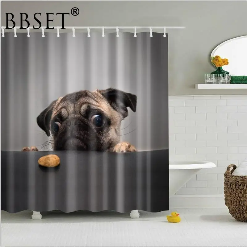 

Забавная Водонепроницаемая занавеска для душа с изображением животных, щенков, закусок, многоразмерная занавеска для ванной комнаты, украш...