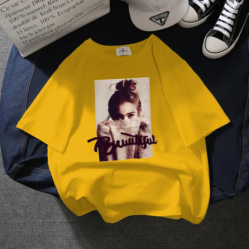 Женская Повседневная футболка с коротким рукавом и круглым вырезом Милая