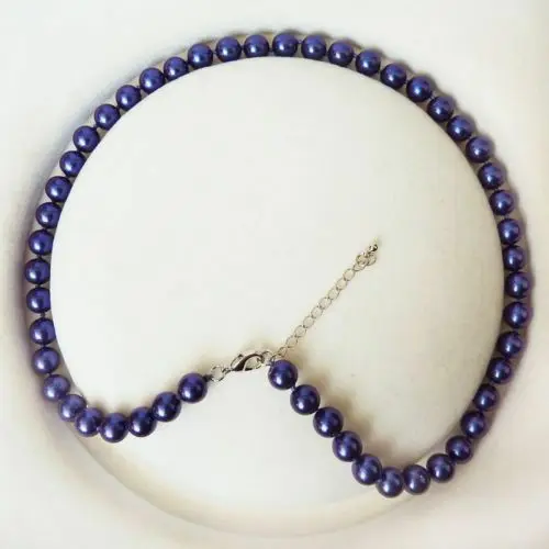 Оптовая продажа элегантное жемчужное ожерелье 8 мм белого синего золотого