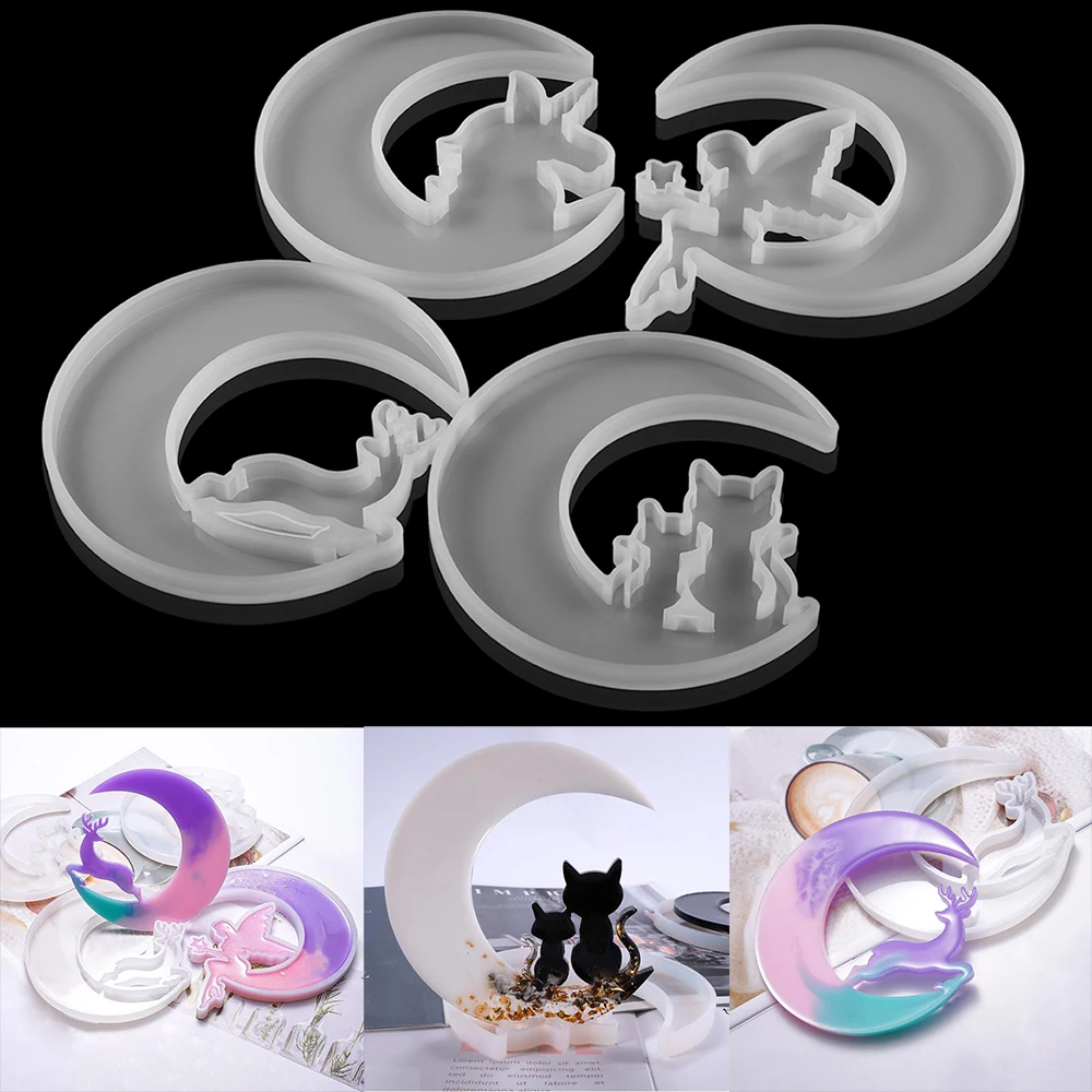 1pcs Shaker Silicone Mold UV Epoxy Resin Moulds Cat Angel Unicorn Moon For DIY Handmade CraftsJewelry Making Supplies
