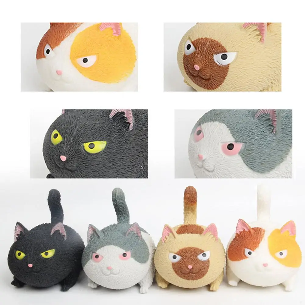 1 шт. антистрессовый мяч мини-игрушка-сжималка сжимаемая кошка милая