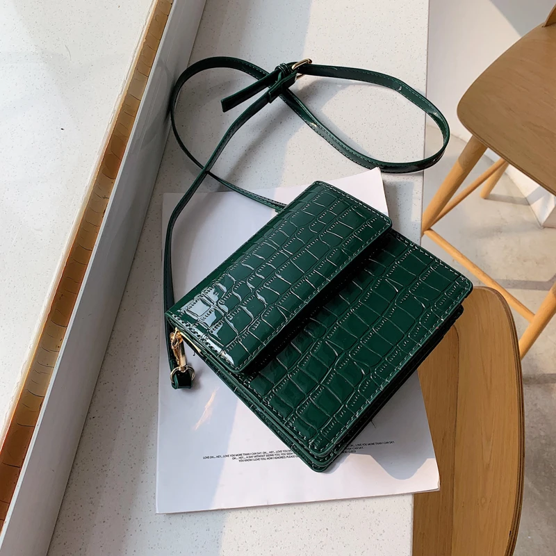 Зеленый Mini Stone Pattern Сумки через плечо для Для женщин кошельки из искусственной кожи Сумки новые дизайнерские сумки через плечо сумка bolsa feminina - Цвет: Зеленый