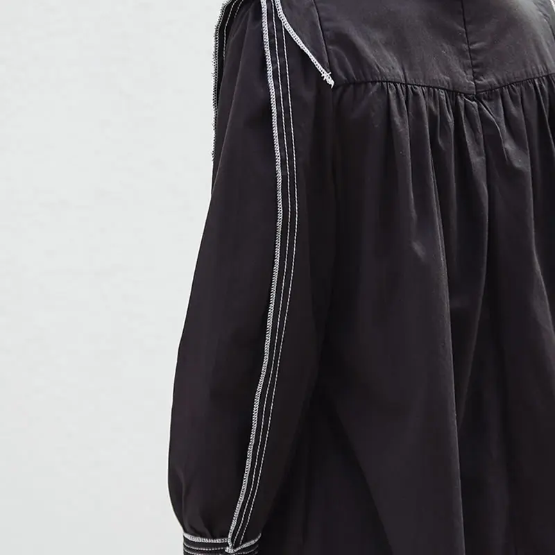 

XITAO Pleated Striped Dress Fashion New Pullover Pocket Small Fresh 2020 Elegant Minority Loose Style Sprint Dress GCC4285