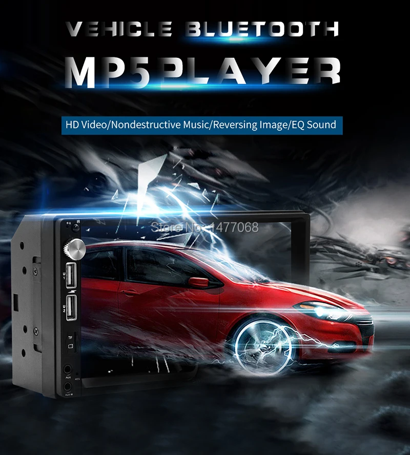 7" Touch Screen Car Radio 2 Din Mirror Link Bluetooth MP5 Player External Mic Input Handsfree A2DP USB TF ISO Head Unit PHYEE X5