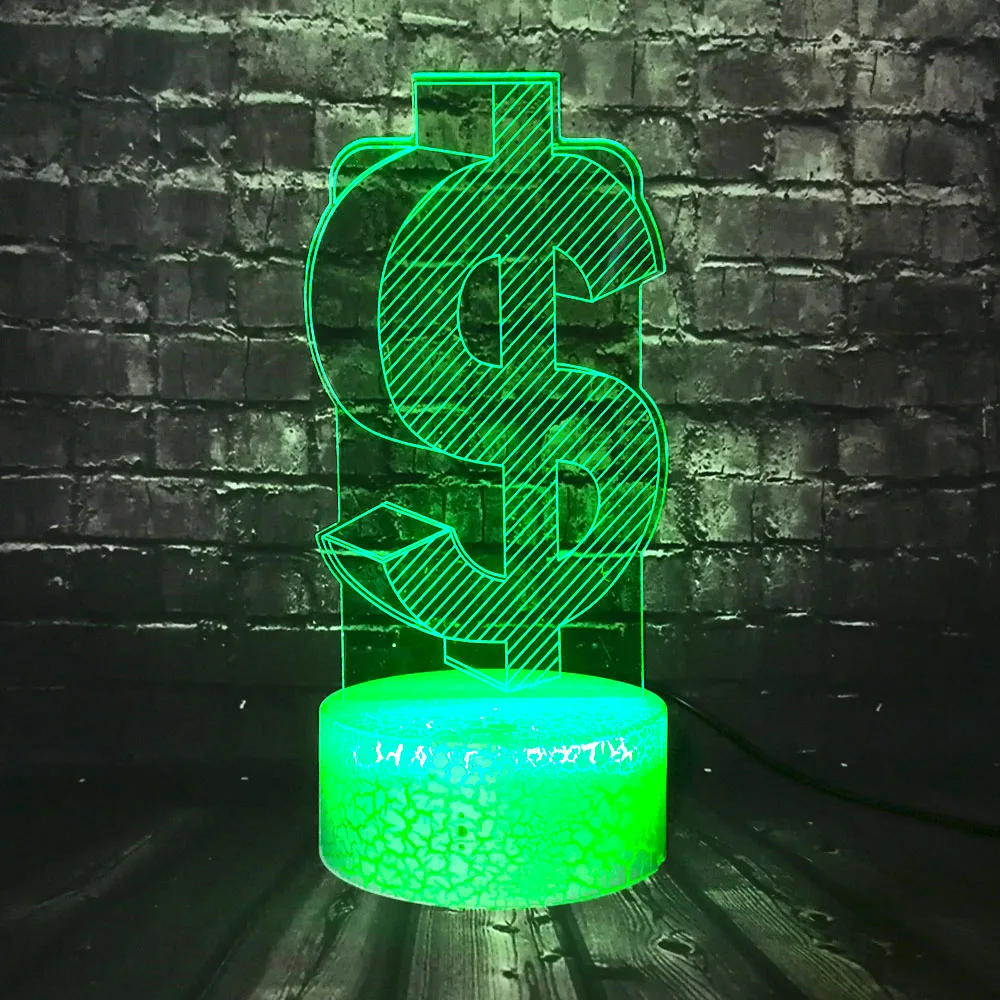 Бесплатная доставка Новый 3D доллар наличные модель светодиодный светильник