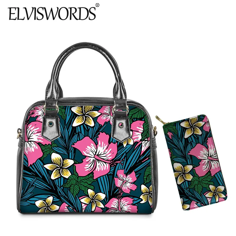 

Женская сумка и кошелек ELVISWORDS Polynesian Hibiscus 2020, Новая прочная сумка-тоут из искусственной кожи на плечо, Повседневная маленькая сумка через пле...