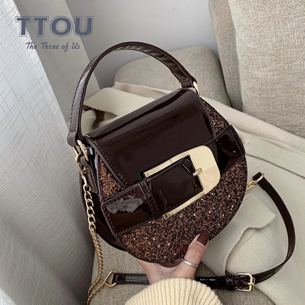 Модные женские сумки мессенджеры с блестками маленькие из искусственной кожи