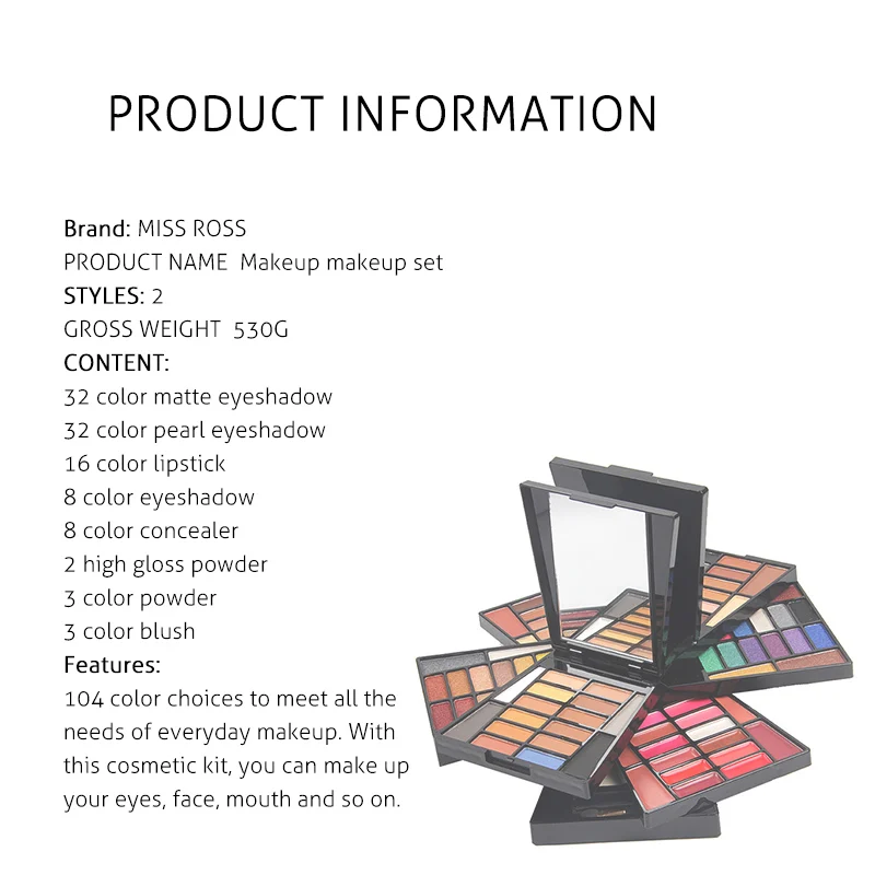 Лицо глаз 104 цветной набор теней мерцающий блеск матовые тени для век палитра