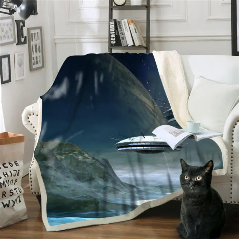 Массивное трикотажное одеяло 3D цвет планета напечатаны хлопок бархат диван