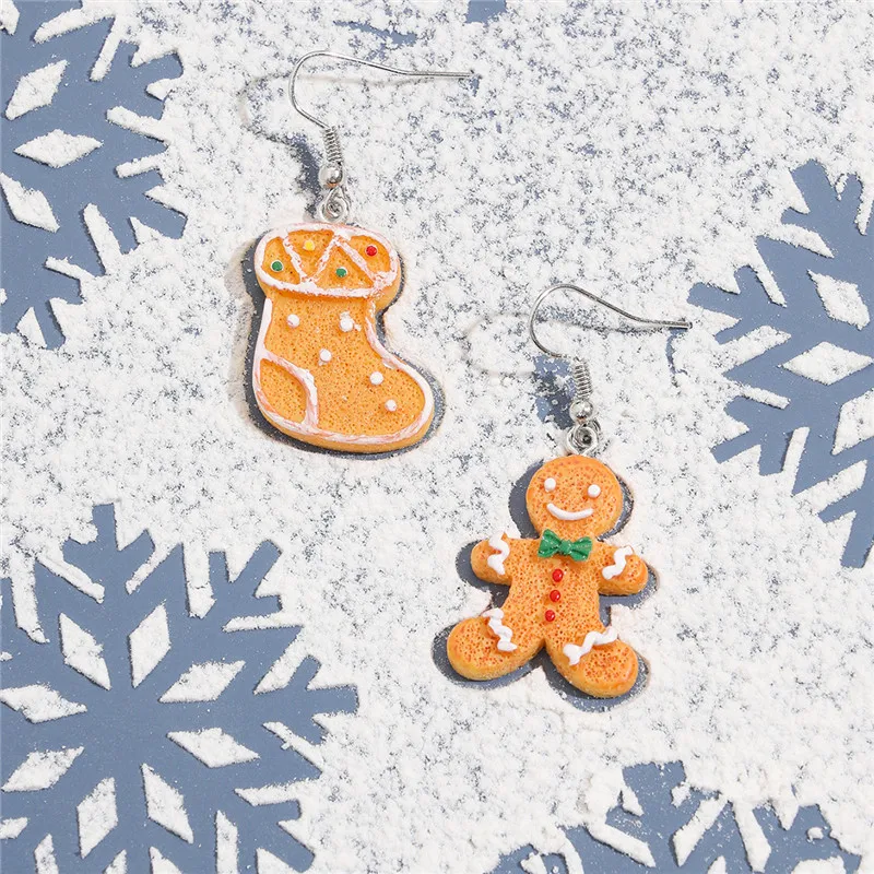 

Christmas Biscuit Socks Drop Dangle Earring for Women Girl Lovely Resin Long Pendant Earrings Party Jewelry Brincos