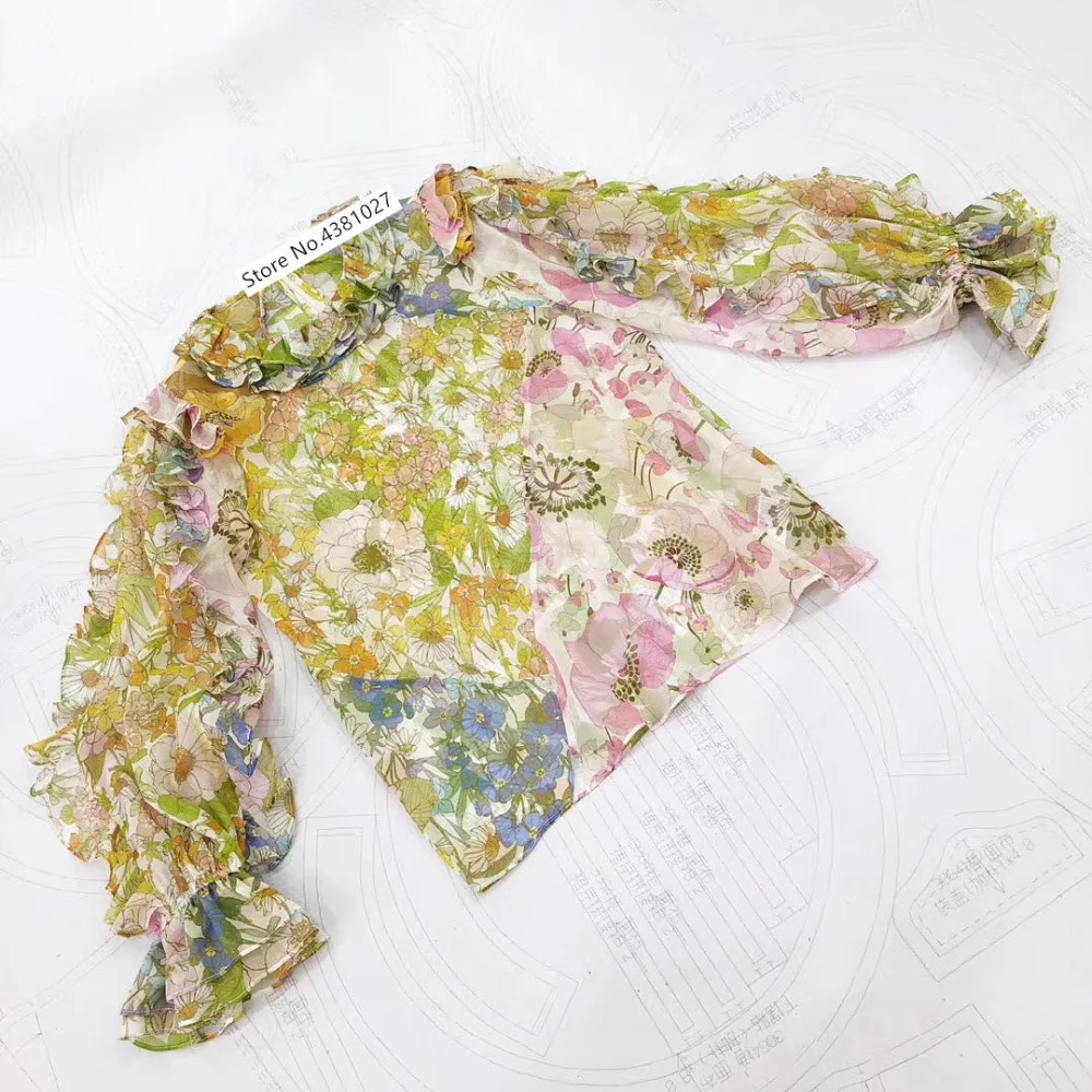 Женская шелковая Весенняя Новая модная рубашка с принтом и длинными рукавами+ шелковая юбка средней длины