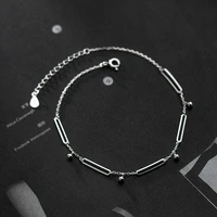ornaments from 100 silver 925 anklet foot bracelet women tobillera jewelry geometric rectangle bead leg chain female adjustable
