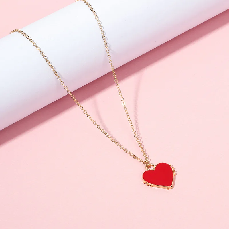 Женское длинное ожерелье с красным сердцем | Украшения и аксессуары