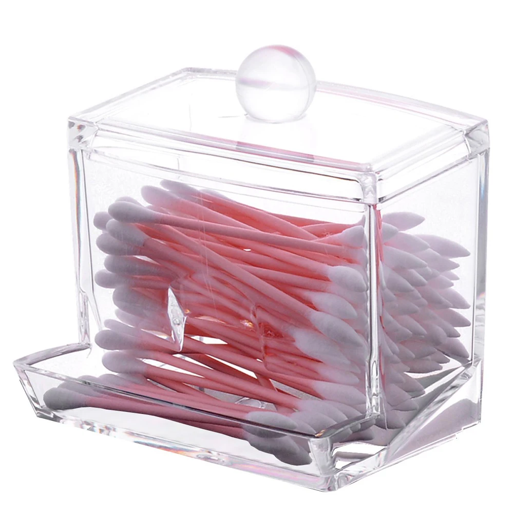 

Acrylic Cotton Swab Makeup Organizer Storage Box Portable Container Make Up Cotton Pad Holder Cosmetics Organizer Gift Swab Jar
