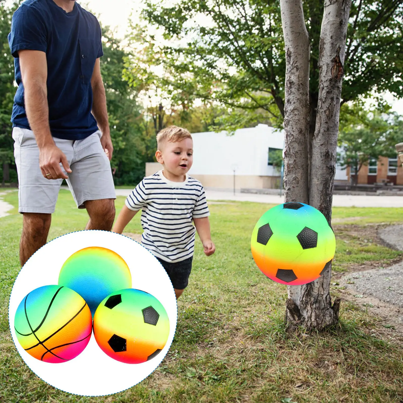 

3pcs Durable Colorful Rainbow Sports Balls Rainbow Color Balls for Children Outdoor Kids