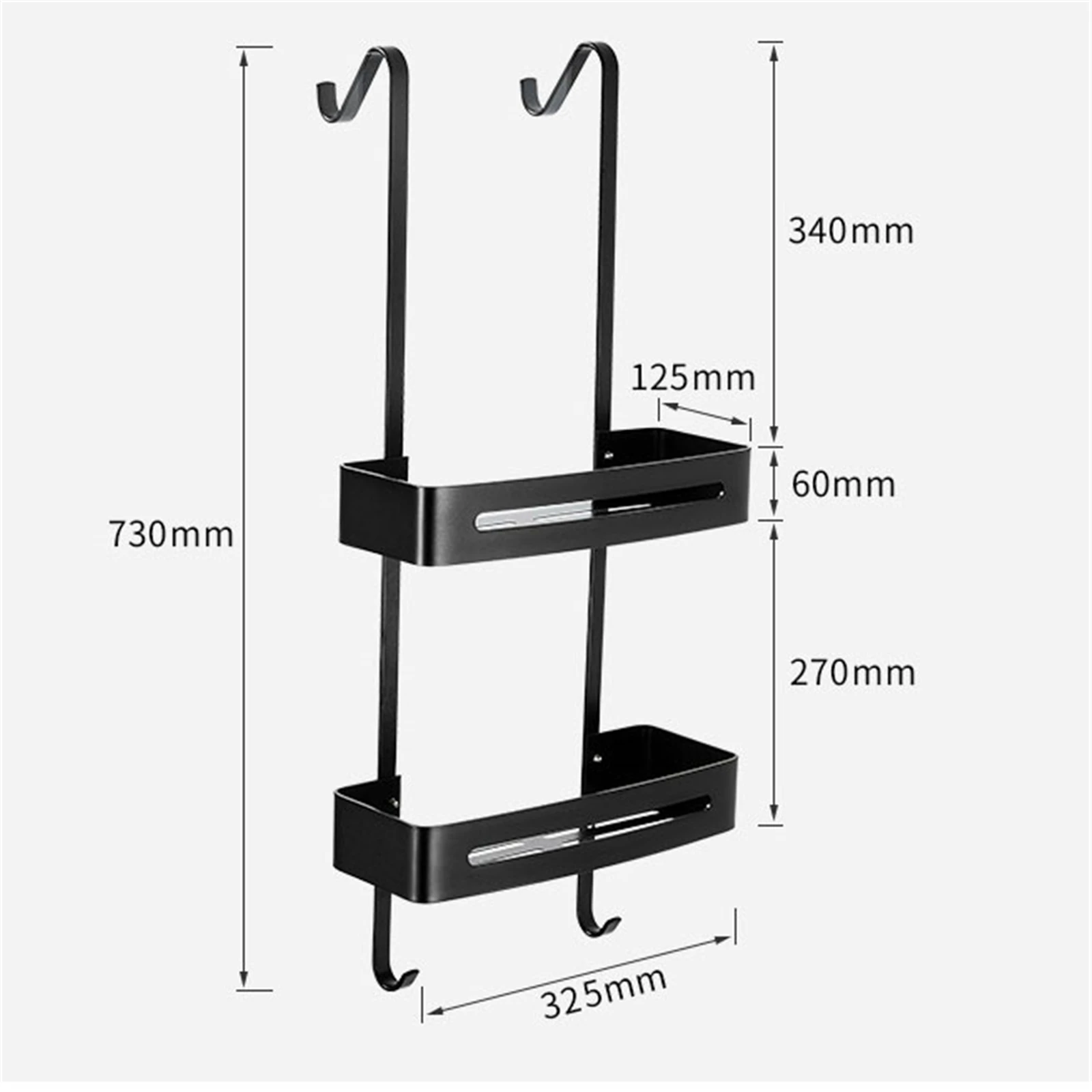

Black Hanging Bath Shelves Bathroom Shelf Organizer Nail-free Shampoo Holder Storage Shelf Rack Bathroom Basket Holder