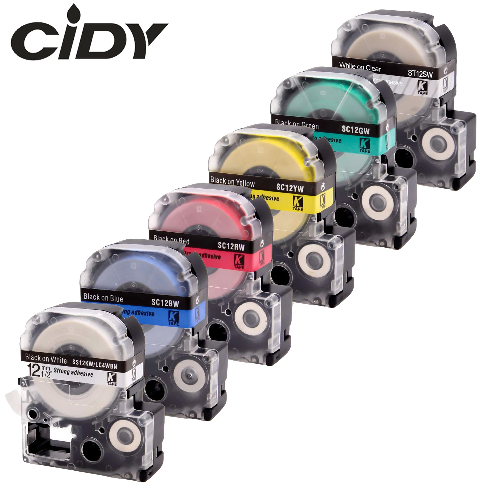 Многоцветный SS12KW LC-4WBN9 Epson совместимый/KingJim кассеты ярлыка SS9KW SS18KW SC12YW SC12RW SC12BW для LW-300 LW-400 LW-600P