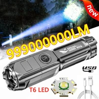 multi function flashlight torch t6 led focusing strong light with built in battery usb rechargeable flashlight